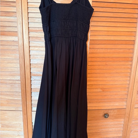 Black Smocked Midi Dress with Spaghetti Straps - Picture 5 of 7